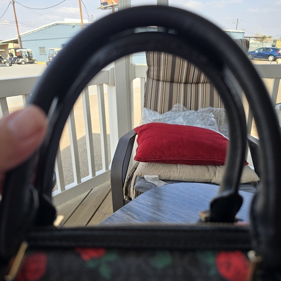 Michael Kors Black and Red Floral Satchel - Picture 15 of 15